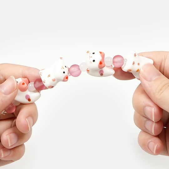 Jesse James Beads 15mm Pink & White Ceramic Cat Beads